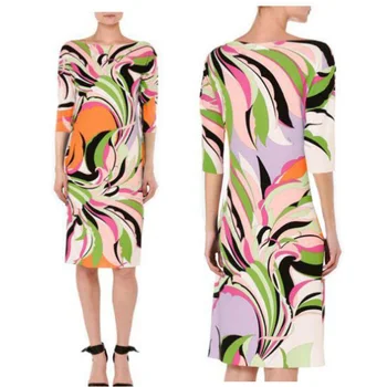 Women's new Italian fashion show o-Neck , pretty dress half sleeve printing knitting dress
Women's new Italian fashion show o-Neck , pretty dress half sleeve printing knitting dress