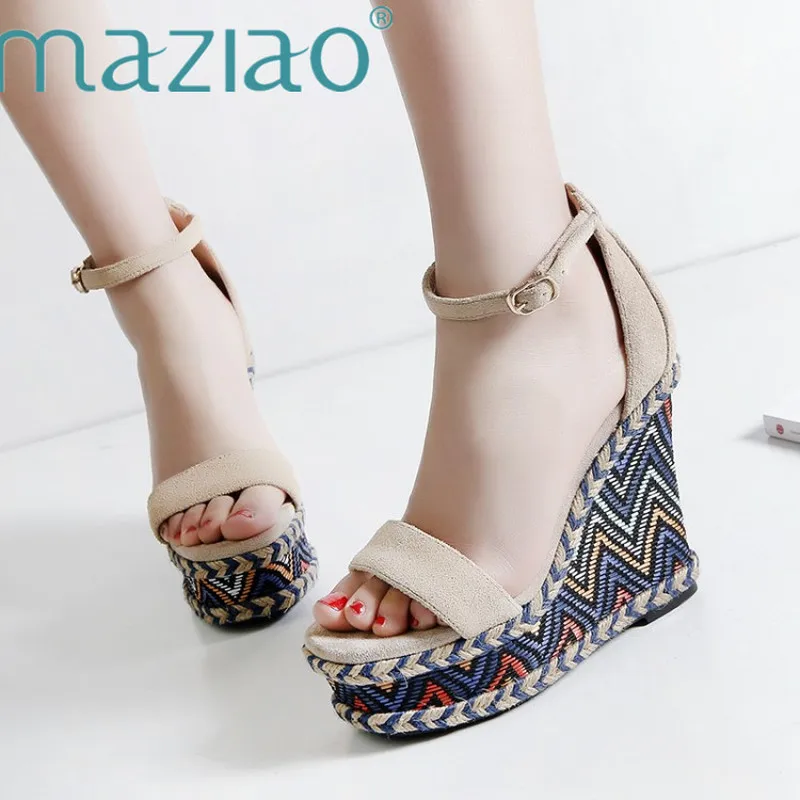 MAZIAO Women Juiciest Espadrille Buckle Strap Wedges Heeled Sandal High Heels Fashion Summer Black Femme Platform Sandals Shoes
MAZIAO Women Juiciest Espadrille Buckle Strap Wedges Heeled Sandal High Heels Fashion Summer Black Femme Platform Sandals Shoes