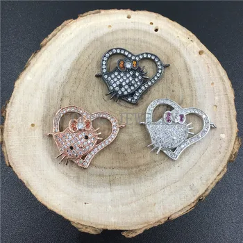 MY0722 Micro Pave CZ Black Zirconia Heart Shape Copper with Ketty Cat Pave Zircon Charm Bracelet Connector,Colors For Option
MY0722 Micro Pave CZ Black Zirconia Heart Shape Copper with Ketty Cat Pave Zircon Charm Bracelet Connector,Colors For Option