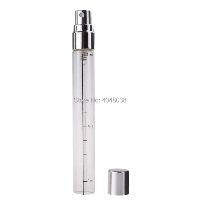 10 ML Glass Perfume Bottle Empty Transparent Spray Pump Vials with Scale Portable Cosmetic Astringent Refillable Bottle 50 pcs (5)