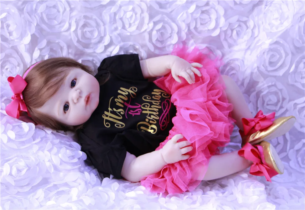 Полностью силиконовые куклы reborn 23 "bebe girl bonecas lovely victoria princess кукла для