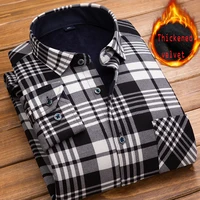 EYUANYANG shirt men 2018 New winter Men's long sleeve plaid Dress shirt camisa masculina Brand Thick velvet casual shirt 4XL image