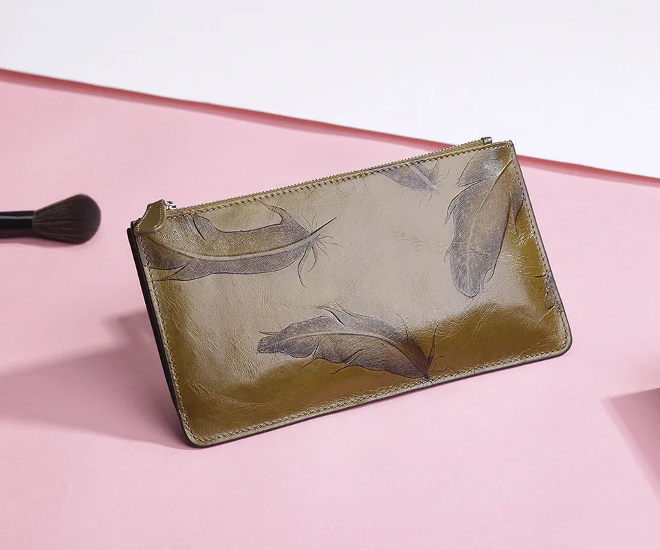Real Cowhide Genuine Leather Hand Bag Green Feather Pattern Handbags Zipper Bags For Women 2018 Torebki Damskie Bolso Pochette
Real Cowhide Genuine Leather Hand Bag Green Feather Pattern Handbags Zipper Bags For Women 2018 Torebki Damskie Bolso Pochette