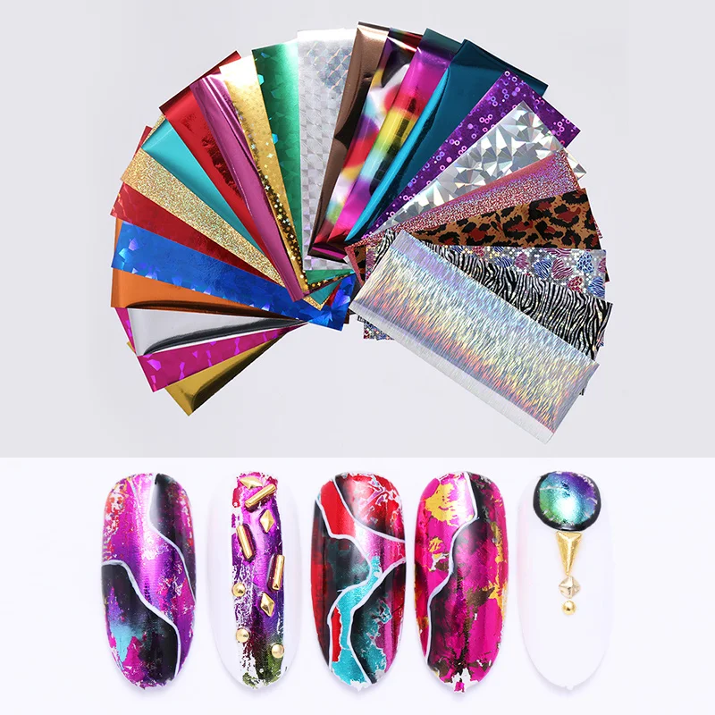 24Pcs/Set Holographic Nail Foil Stickers Glitter Laser Nail Art Starry Foils Colorful Transfer Stickers Manicure DIY Design
24Pcs/Set Holographic Nail Foil Stickers Glitter Laser Nail Art Starry Foils Colorful Transfer Stickers Manicure DIY Design