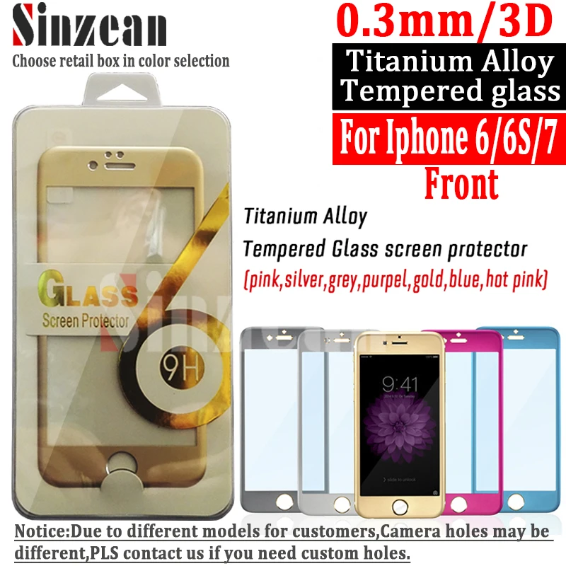 Sinzean 100pcs For iphone 7/6/6S front 3D Titanium Alloy Tempered Glass Screen Protector Full Cover glass Screen Protector
Sinzean 100pcs For iphone 7/6/6S front 3D Titanium Alloy Tempered Glass Screen Protector Full Cover glass Screen Protector