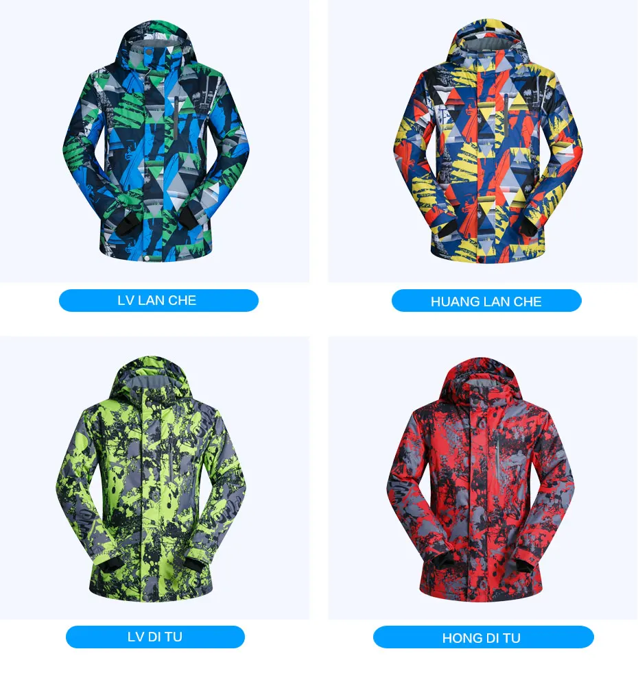 New Outdoor Sports Men Ski Jackets Windproof Waterproof Thermal Snowboard Snow Skiing Hooded Coat Skiwear Ice Skating Clothes 28