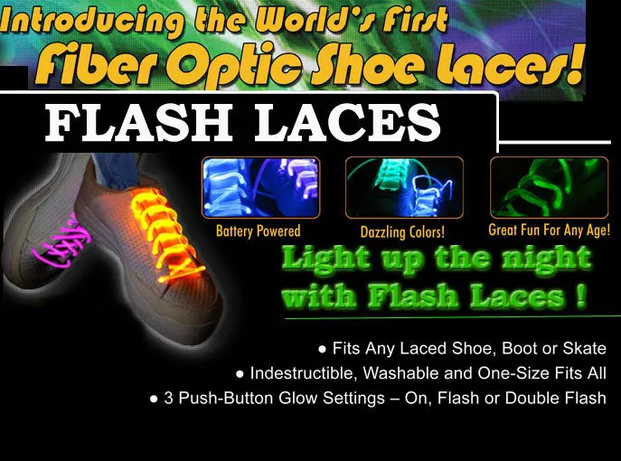 FIBER OPTIC LED SHOE LACES NEON GLOW STICK LIGHT UP RUNNING SHOELACES DJING GADGET IN THE DARK RAVE PARTY DISCO FLASH DJ LITE
FIBER OPTIC LED SHOE LACES NEON GLOW STICK LIGHT UP RUNNING SHOELACES DJING GADGET IN THE DARK RAVE PARTY DISCO FLASH DJ LITE