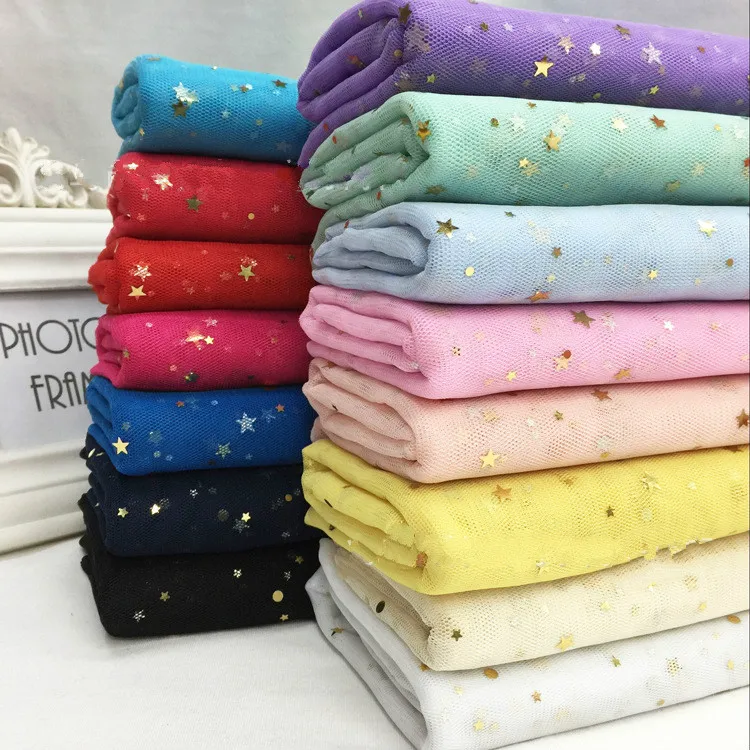 150CM 91cm/lot Gauze Star Mesh Fabric Gauze Tulle Bronzing Tissue Kids Dress Cloth Sewing Doll Cloth DIY Craft Quilt Materials
150CM 91cm/lot Gauze Star Mesh Fabric Gauze Tulle Bronzing Tissue Kids Dress Cloth Sewing Doll Cloth DIY Craft Quilt Materials