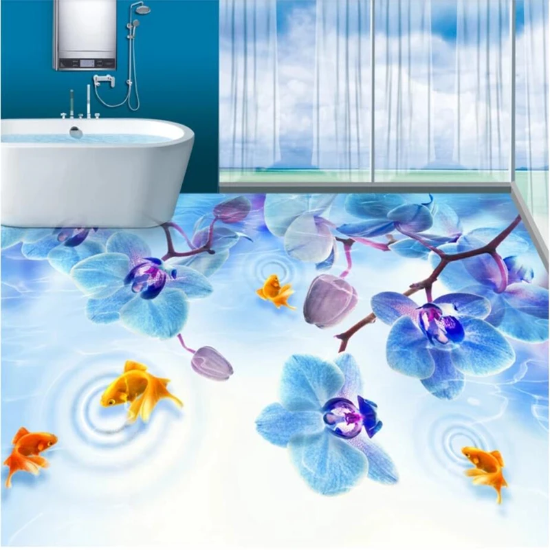 beibehang Large custom wallpaper fresco floor beautiful blue butterfly orchids gold water whirlpool bathroom 3D floor tiles
beibehang Large custom wallpaper fresco floor beautiful blue butterfly orchids gold water whirlpool bathroom 3D floor tiles