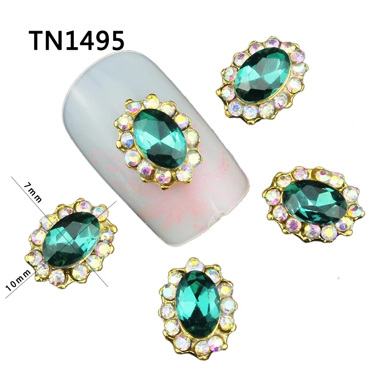 Blueness 10Pcs AB Rhinestones For Nails Alloy Green Crystal Manicure Tips Used On Polish Gel UV 3D Nail Art Decorations TN1495
Blueness 10Pcs AB Rhinestones For Nails Alloy Green Crystal Manicure Tips Used On Polish Gel UV 3D Nail Art Decorations TN1495