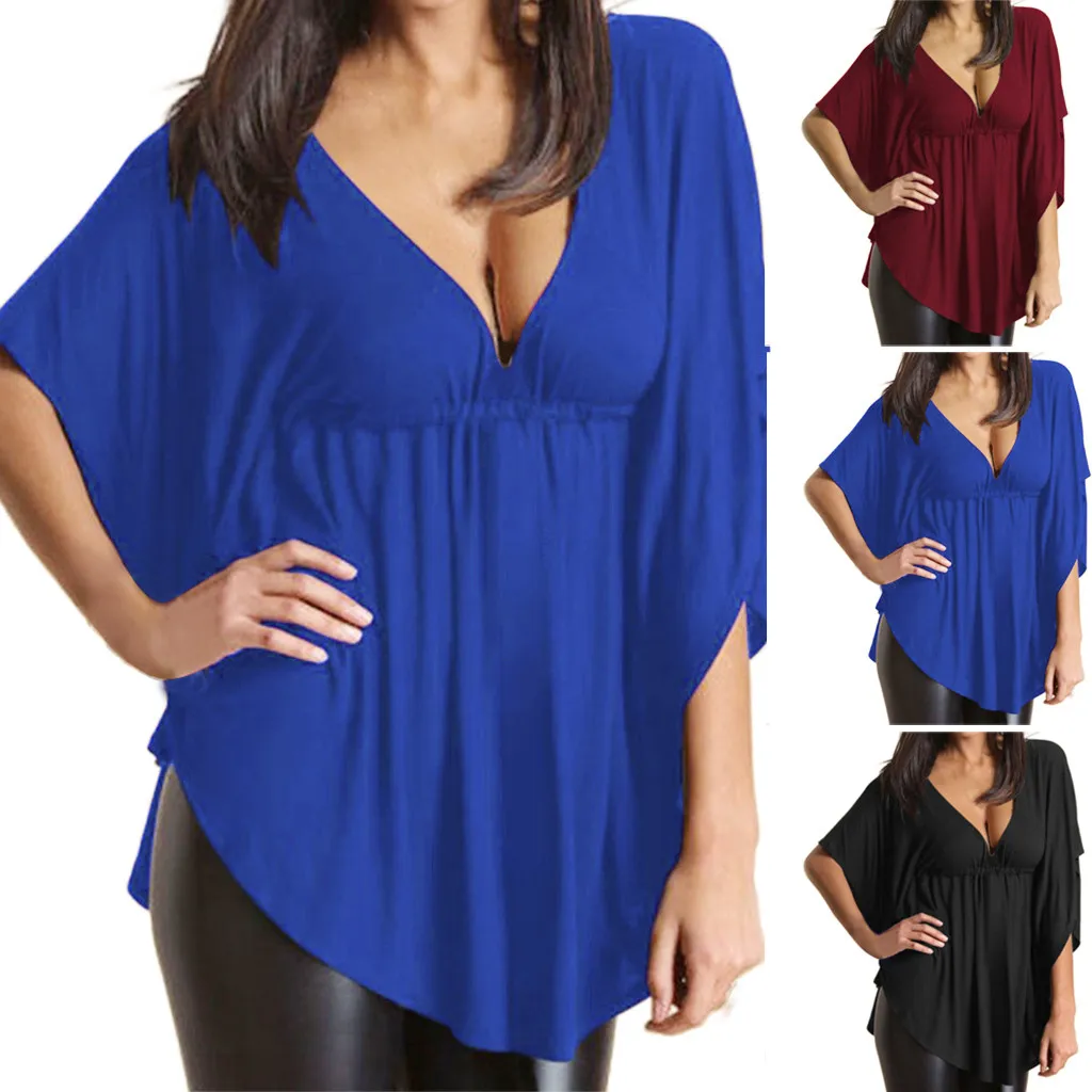 Plus Size Batwing Sleeve V-Neck Bandage Stitching Solid t shirt femme 2019 Half Sleeve women's clothing summer vestidos de ve#P8
Plus Size Batwing Sleeve V-Neck Bandage Stitching Solid t shirt femme 2019 Half Sleeve women's clothing summer vestidos de ve#P8