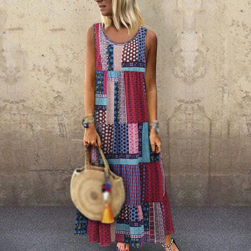 2019 New Women's Dress Summer Bohemian O-Neck Floral Print Beach Vintage Sleeveless Long Maxi Dress feminine vestidos Sundress
2019 New Women's Dress Summer Bohemian O-Neck Floral Print Beach Vintage Sleeveless Long Maxi Dress feminine vestidos Sundress