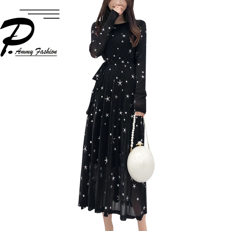 2019 spring new temperament was thin retro bright silk dress women fashion sexy O-neck Long sleeve Little stars print dress
2019 spring new temperament was thin retro bright silk dress women fashion sexy O-neck Long sleeve Little stars print dress