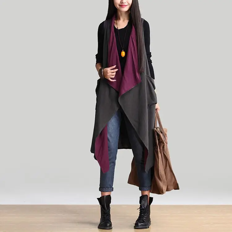 New Women Cape Lapel Long Cardigan Jacket Coat Waistcoat Sleeveless Long Vest Autumn Spring Outwear Clothes 2 side can wear C816
New Women Cape Lapel Long Cardigan Jacket Coat Waistcoat Sleeveless Long Vest Autumn Spring Outwear Clothes 2 side can wear C816