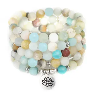 Fashion Women's Matte Nature Amazonite 108 Mala Beads Bracelet or Necklace Lotus Charm New Design Yogi Bracelet B1
Fashion Women's Matte Nature Amazonite 108 Mala Beads Bracelet or Necklace Lotus Charm New Design Yogi Bracelet B1