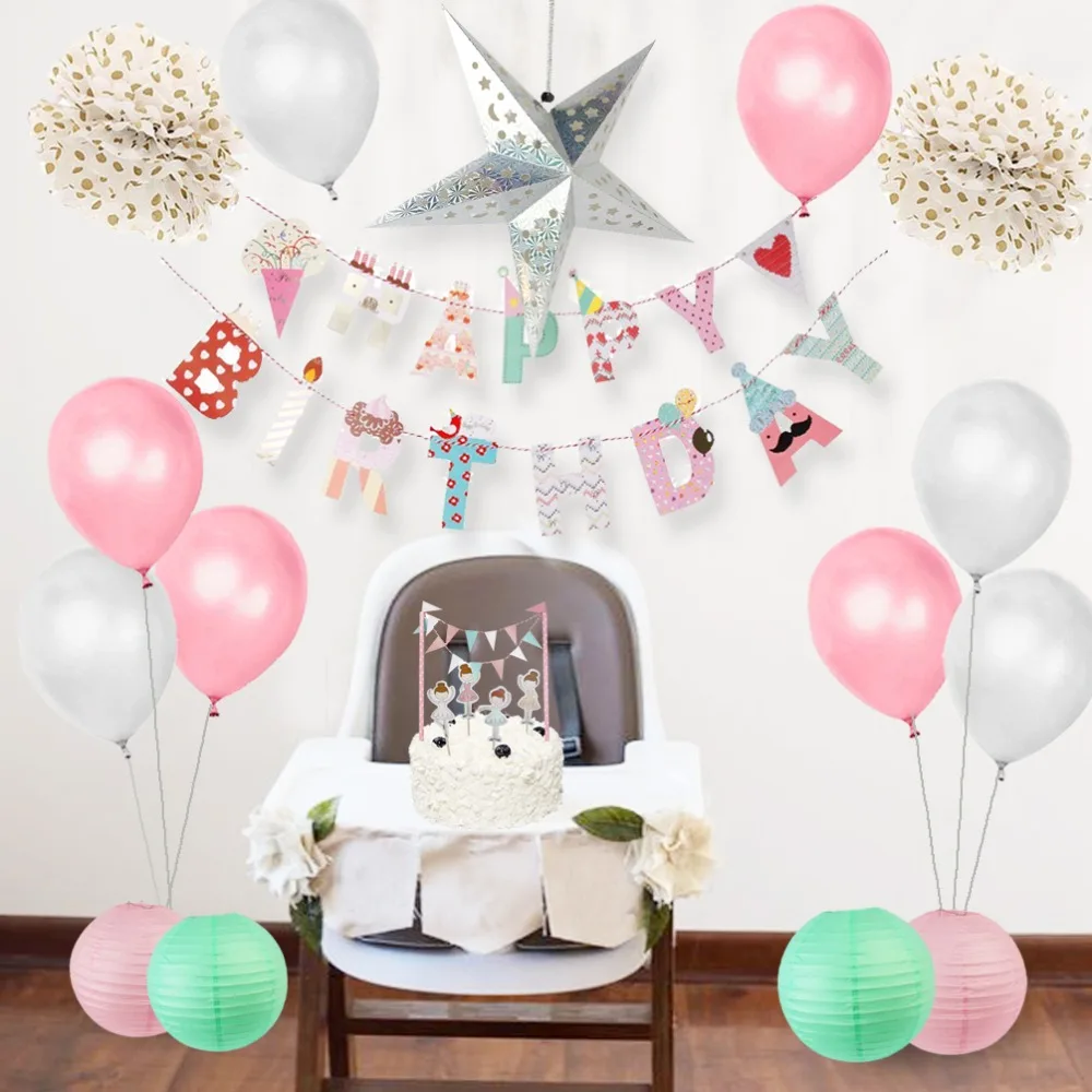 19pcs/set DIY Gilr Birthday Party Decorations Paper Lanterns Happy Birthday Banner Cake Topper Balloon Party Decorations
19pcs/set DIY Gilr Birthday Party Decorations Paper Lanterns Happy Birthday Banner Cake Topper Balloon Party Decorations