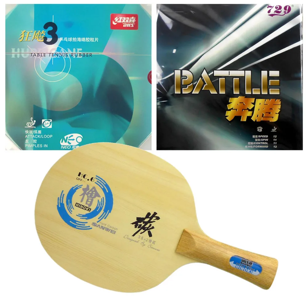 Sanwei HC.6 Blade with DHS NEO Hurricane 3 and RITC 729 BATTLE Rubbers for a Table Tennis Combo Racket FL
Sanwei HC.6 Blade with DHS NEO Hurricane 3 and RITC 729 BATTLE Rubbers for a Table Tennis Combo Racket FL