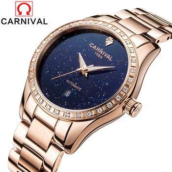 CARNIVAL Ladies Automatic Mechanical Watches Women Luxury Diamond Hollow Date Watches Rose gold Dress Clock Relogio Feminino
CARNIVAL Ladies Automatic Mechanical Watches Women Luxury Diamond Hollow Date Watches Rose gold Dress Clock Relogio Feminino