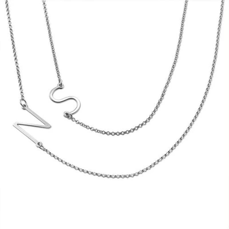 Real 925 Sterling Silver Two Sideways Initial Necklaces Two-Layer Women Party Wedding Rollo Chain Necklaces
Real 925 Sterling Silver Two Sideways Initial Necklaces Two-Layer Women Party Wedding Rollo Chain Necklaces