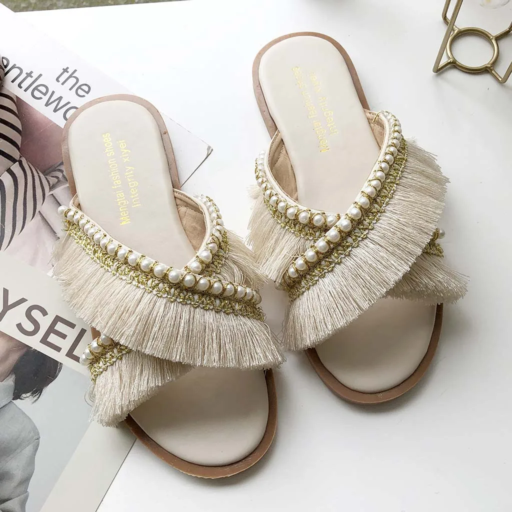 SAGACE Women Casual Summer Slippers Non-slip Flats Pearl Fringed Beach Sandals Ladies Flat-soled Round Toe Shoes Slides 2019
SAGACE Women Casual Summer Slippers Non-slip Flats Pearl Fringed Beach Sandals Ladies Flat-soled Round Toe Shoes Slides 2019