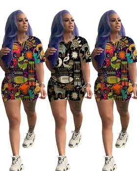 Women Summer Short Sleeve o-neck T-shirt + short Pants Tracksuit Print 2 piece set lounge wear Outfits
Women Summer Short Sleeve o-neck T-shirt + short Pants Tracksuit Print 2 piece set lounge wear Outfits