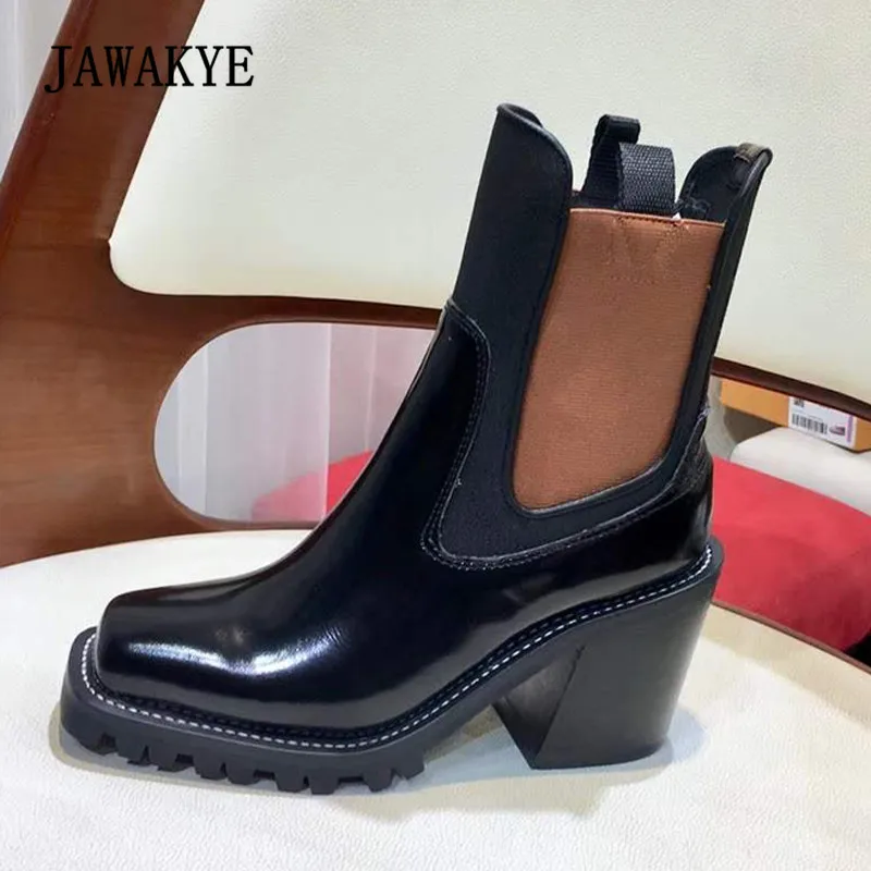 2018 Chic Ankle Boots Woman Square Toe Real Leather High Heel Chelsea Boots Women Fashion Platform Boots
2018 Chic Ankle Boots Woman Square Toe Real Leather High Heel Chelsea Boots Women Fashion Platform Boots