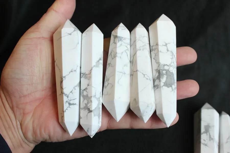 10 Pieces Natural White Howlite Stone Crystal Double Points Wands Polished Healing Wholesales Price. ,CDHC
10 Pieces Natural White Howlite Stone Crystal Double Points Wands Polished Healing Wholesales Price. ,CDHC