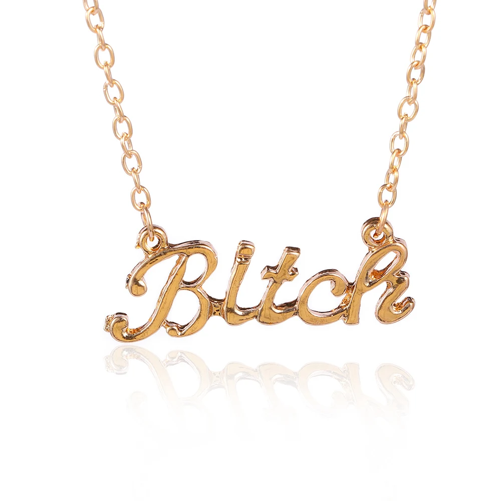 1Pcs Fashion Statement Necklace Gold/Silver Color Letter Bitch Pendant Necklace For Women Girls bijoux femme Hot Selling
1Pcs Fashion Statement Necklace Gold/Silver Color Letter Bitch Pendant Necklace For Women Girls bijoux femme Hot Selling