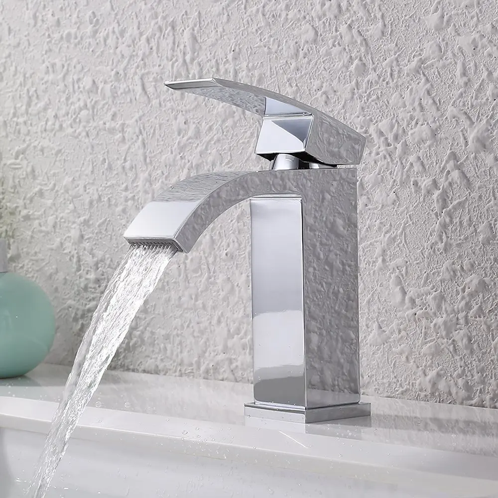 Chrome solid brass Single Handle Waterfall Bathroom Vanity Sink Faucet with Extra Large Rectangular Spout
Chrome solid brass Single Handle Waterfall Bathroom Vanity Sink Faucet with Extra Large Rectangular Spout