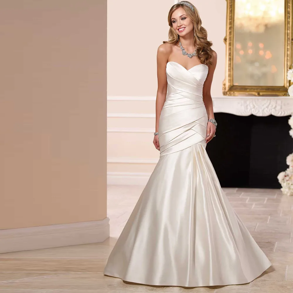 2015 Simple Mermaid Strapless Mermaid Wedding Dresses Floor Length Lace up Back Bridal Gowns Vestidos De Novia Plus Size ZY4575
2015 Simple Mermaid Strapless Mermaid Wedding Dresses Floor Length Lace up Back Bridal Gowns Vestidos De Novia Plus Size ZY4575