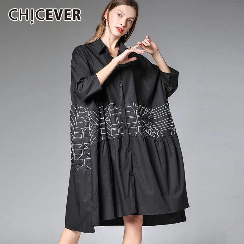 CHICEVER Summer Casual Patchwork Print Women Dress Lapel Long Sleeve Button Loose Plus Knee Length Female Dresses 2019 Fashion
CHICEVER Summer Casual Patchwork Print Women Dress Lapel Long Sleeve Button Loose Plus Knee Length Female Dresses 2019 Fashion