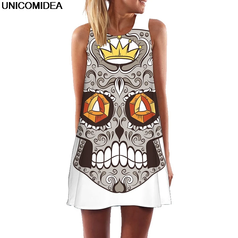 New Skull King 3D Dress Women Tunic Sleeveless A Line Mini Party Dress Skeleton Smiling Robe Femme Summer Beach Dress Jurken
New Skull King 3D Dress Women Tunic Sleeveless A Line Mini Party Dress Skeleton Smiling Robe Femme Summer Beach Dress Jurken