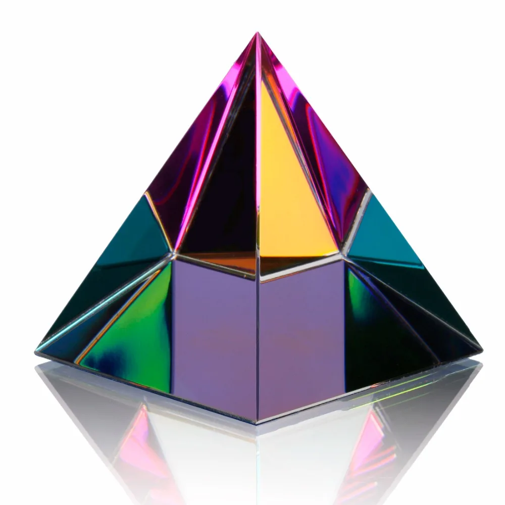 H&D Crystal Iridescent Pyramid Art Glass Energy Healing Figurine Feng Shui Paperweight Home Living Room Decoration (Multi Color)
H&D Crystal Iridescent Pyramid Art Glass Energy Healing Figurine Feng Shui Paperweight Home Living Room Decoration (Multi Color)