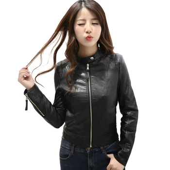 Female Cheap Leather Jacket Spring Autumn Long Sleeved Black Pu Jakcets Women Slim Short Coats Ladies Moto Biker Leather Jackets
Female Cheap Leather Jacket Spring Autumn Long Sleeved Black Pu Jakcets Women Slim Short Coats Ladies Moto Biker Leather Jackets