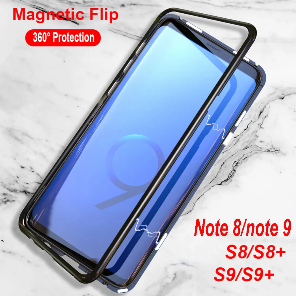Магнитный чехол Luphie для Samsung Galaxy S8 Plus S9 Note 9 8 задняя крышка из закаленного стекла