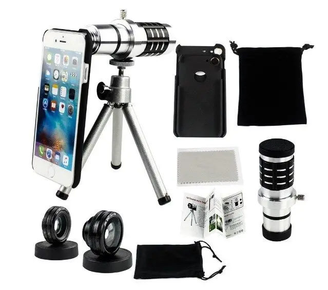 HD Telephoto Telescope Zoom Lens+Holder Cover Case+Fisheye&Macro&Wide-angle Len+Camera Aluminum Tripod For iPhone X 8 7 7 Plus
HD Telephoto Telescope Zoom Lens+Holder Cover Case+Fisheye&Macro&Wide-angle Len+Camera Aluminum Tripod For iPhone X 8 7 7 Plus