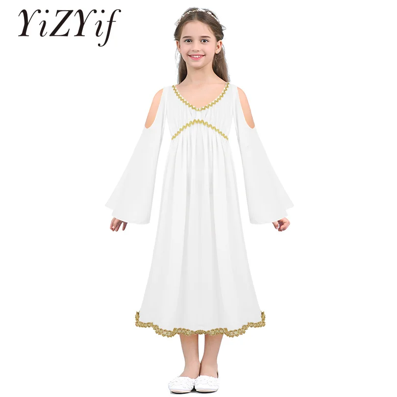 YiZYiF Kids Girls Greek Goddess Cosplay Halloween Costume Aphrodite Athene Long Sleeves V-neckline Gold Trim Role Play Dress
YiZYiF Kids Girls Greek Goddess Cosplay Halloween Costume Aphrodite Athene Long Sleeves V-neckline Gold Trim Role Play Dress