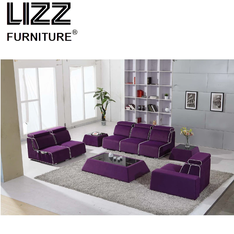 Coffee table single chair loveseat bean bag home furniture Divani Modern Purple Fabric sofa set for living room 
Coffee table single chair loveseat bean bag home furniture Divani Modern Purple Fabric sofa set for living room