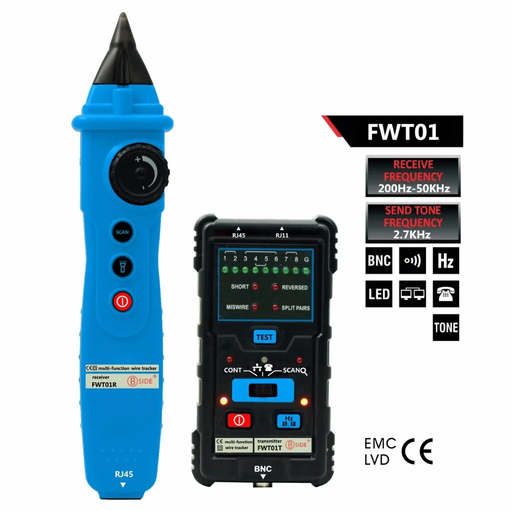 BSIDE FWT01 Network Cable Tester RJ45 RJ11 Telephone BNC Wire line Tracker Multifunctional Cable Test Tool
BSIDE FWT01 Network Cable Tester RJ45 RJ11 Telephone BNC Wire line Tracker Multifunctional Cable Test Tool