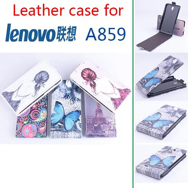 Мода кожаный чехол для Lenovo A859 бабочка цветок башня шаблон бумажник телефон чехлы