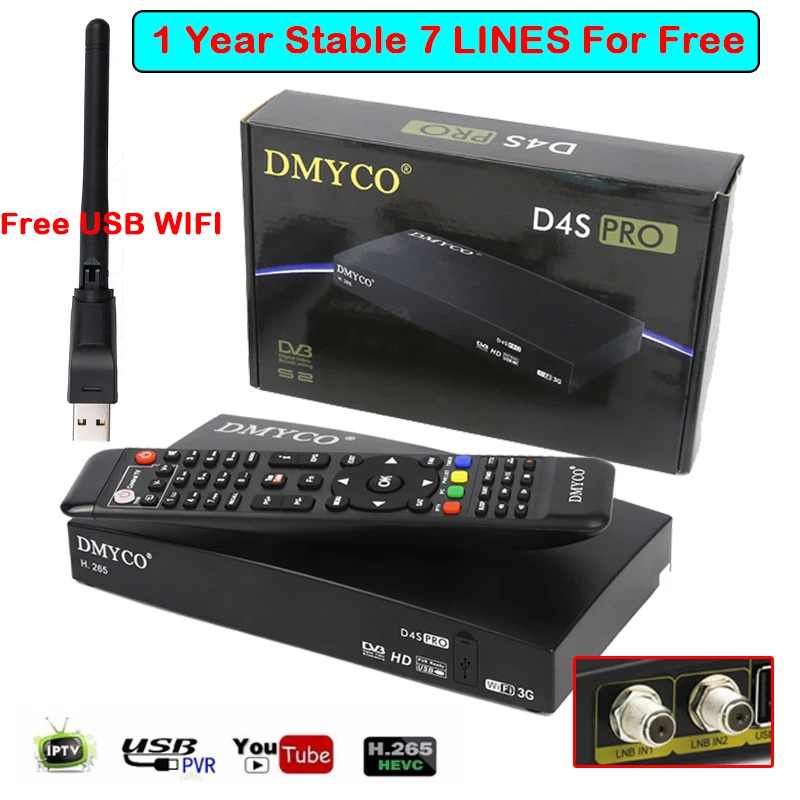 DVB-S2 Satellite Receiver Decoder with 1 Year 7 Cables Spain Support 1080P Full HD powervu biss key iptv m3u list PK V8
DVB-S2 Satellite Receiver Decoder with 1 Year 7 Cables Spain Support 1080P Full HD powervu biss key iptv m3u list PK V8