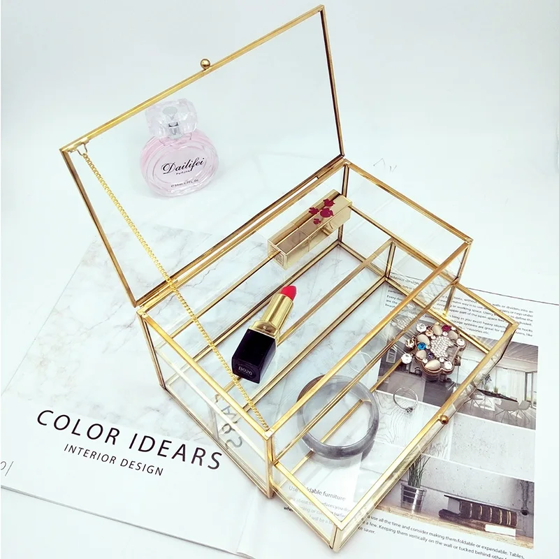 Vidrio Vintage + organizador de maquillaje lateral de cobre caja de almacenamiento de joyería de estilo europeo 2 capas relojes caja de cajón de exhibición
Vidrio Vintage + organizador de maquillaje lateral de cobre caja de almacenamiento de joyería de estilo europeo 2 capas relojes caja de cajón de exhibición