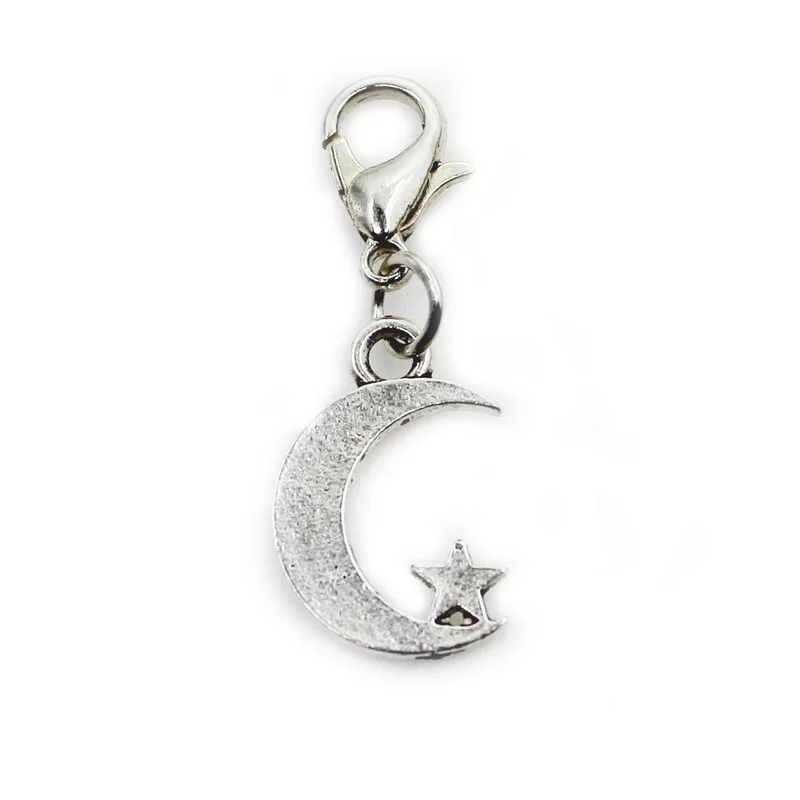 50pcs/lot Silver Turkey Flag moon star charms lobster clasp Hanging Floating Charm DIY Jewelry Accessories Dangles Charms | Украшения и