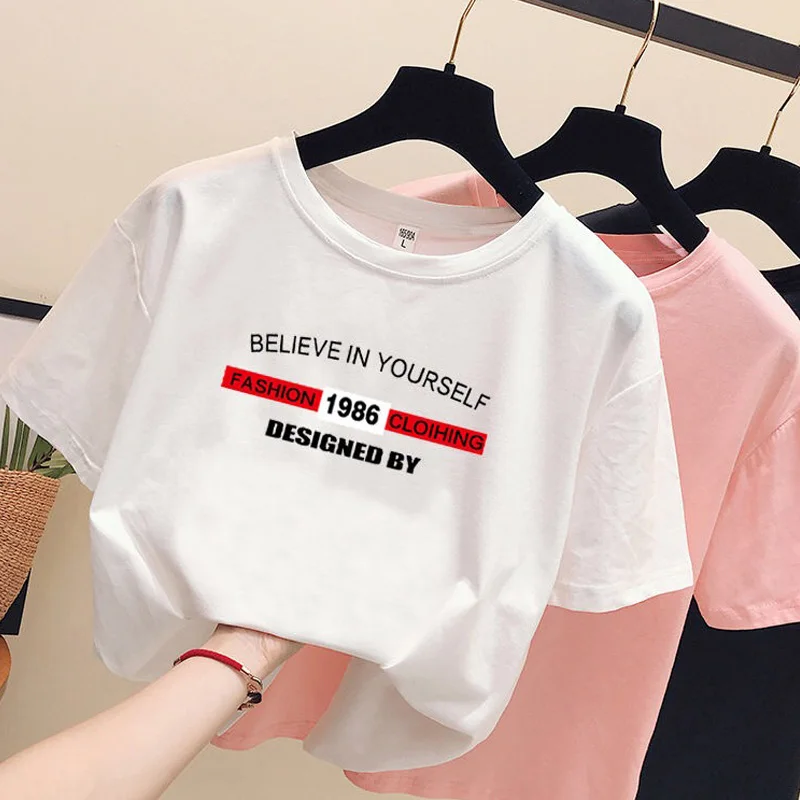 Summer Tops for Women 2019 Letter Print T-shirt White Cotton Women Tshirts Casual Harajuku T Shirt Femme Pink Top Plus Size
Summer Tops for Women 2019 Letter Print T-shirt White Cotton Women Tshirts Casual Harajuku T Shirt Femme Pink Top Plus Size