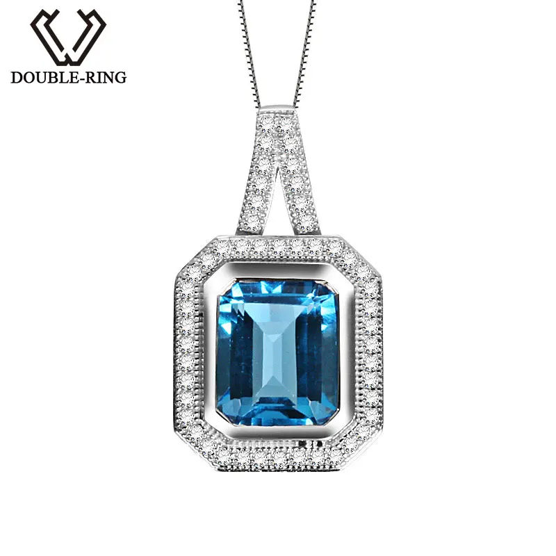DOUBLE-RING Classical Silver Pendant with Natural Octagan Blue Topaz Sterling Silver Penadnt CASP00757C (Chain for Free Gift)
DOUBLE-RING Classical Silver Pendant with Natural Octagan Blue Topaz Sterling Silver Penadnt CASP00757C (Chain for Free Gift)