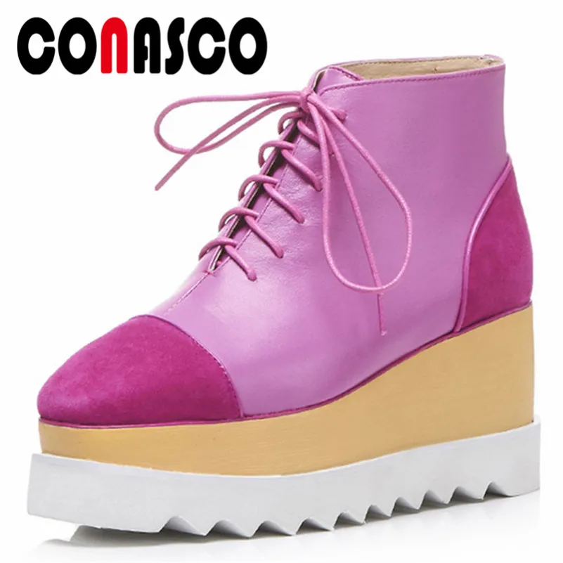 CONASCO Fashion Women Ankle Boots Wedges High Heels Cross-tied Party Wedding Shoes Woman Platforms Short Martin Shoes Boots
CONASCO Fashion Women Ankle Boots Wedges High Heels Cross-tied Party Wedding Shoes Woman Platforms Short Martin Shoes Boots