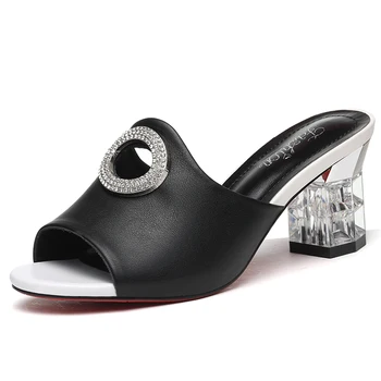 Summer Female Crystal Slippers High Heel Sandals 2019 Rhinestone Sheepskin Leather Slides Women Shoes Slippers BFT-A0167
Summer Female Crystal Slippers High Heel Sandals 2019 Rhinestone Sheepskin Leather Slides Women Shoes Slippers BFT-A0167