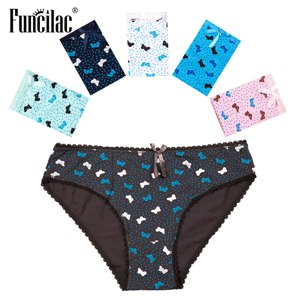FUNCILAC Briefs for Women Cotton Sexy Lace Panties Plus Size Underwear Ladies Girls Intimates Butterfly Print Striped 5 Pcs/Lot
FUNCILAC Briefs for Women Cotton Sexy Lace Panties Plus Size Underwear Ladies Girls Intimates Butterfly Print Striped 5 Pcs/Lot