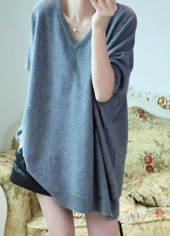 new fashion cashmere knit women's mid-long pullover sweater V-neck 3quarter batwing sleeve one&over size
new fashion cashmere knit women's mid-long pullover sweater V-neck 3quarter batwing sleeve one&over size