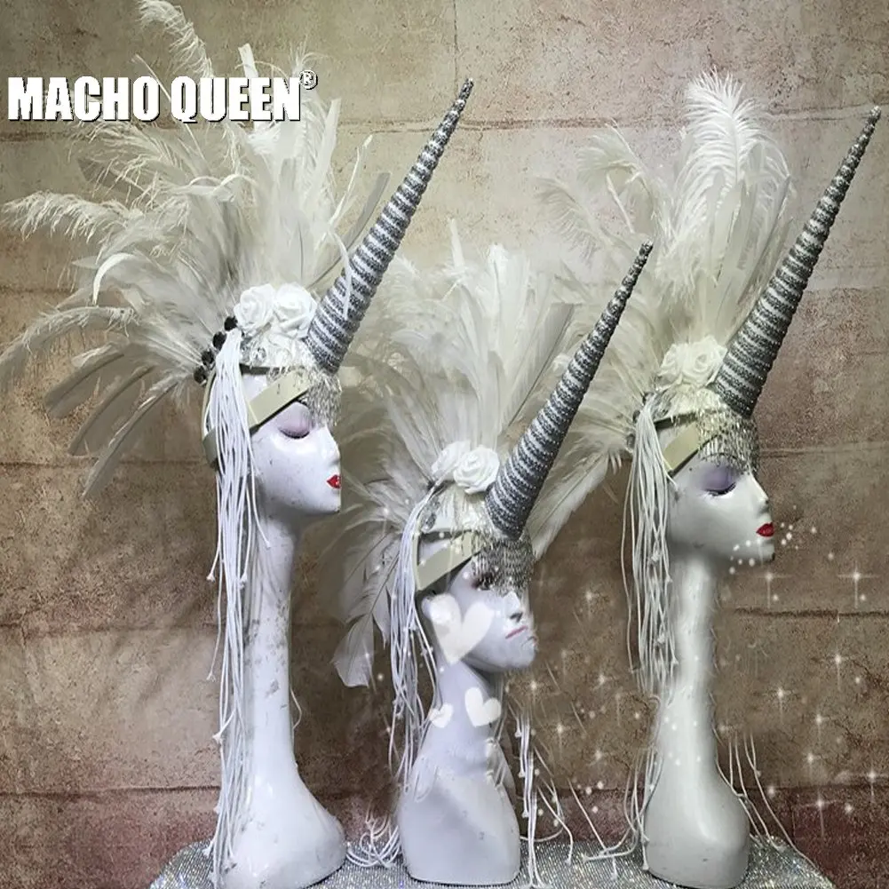 Feather Unicorn Head Pieces Headdress Burning Man Mask Gogo Dancer Stage Costume Summer Festival Rave Clothes Outfits Gear
Feather Unicorn Head Pieces Headdress Burning Man Mask Gogo Dancer Stage Costume Summer Festival Rave Clothes Outfits Gear